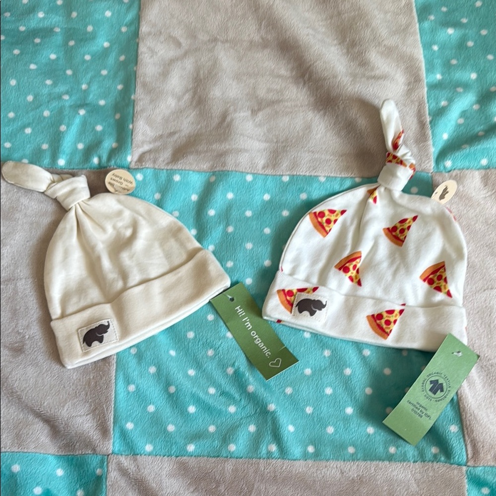 New Monica + Andy Organic Cotton Knot Caps Hats 0-6 Months Infant Baby Newborn